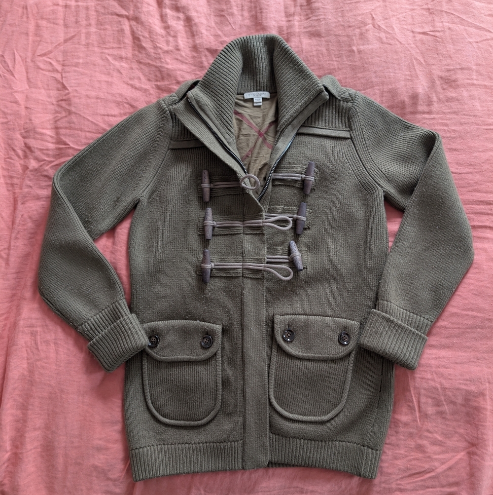 Burberry Khaki Ribbed Knit Sweater